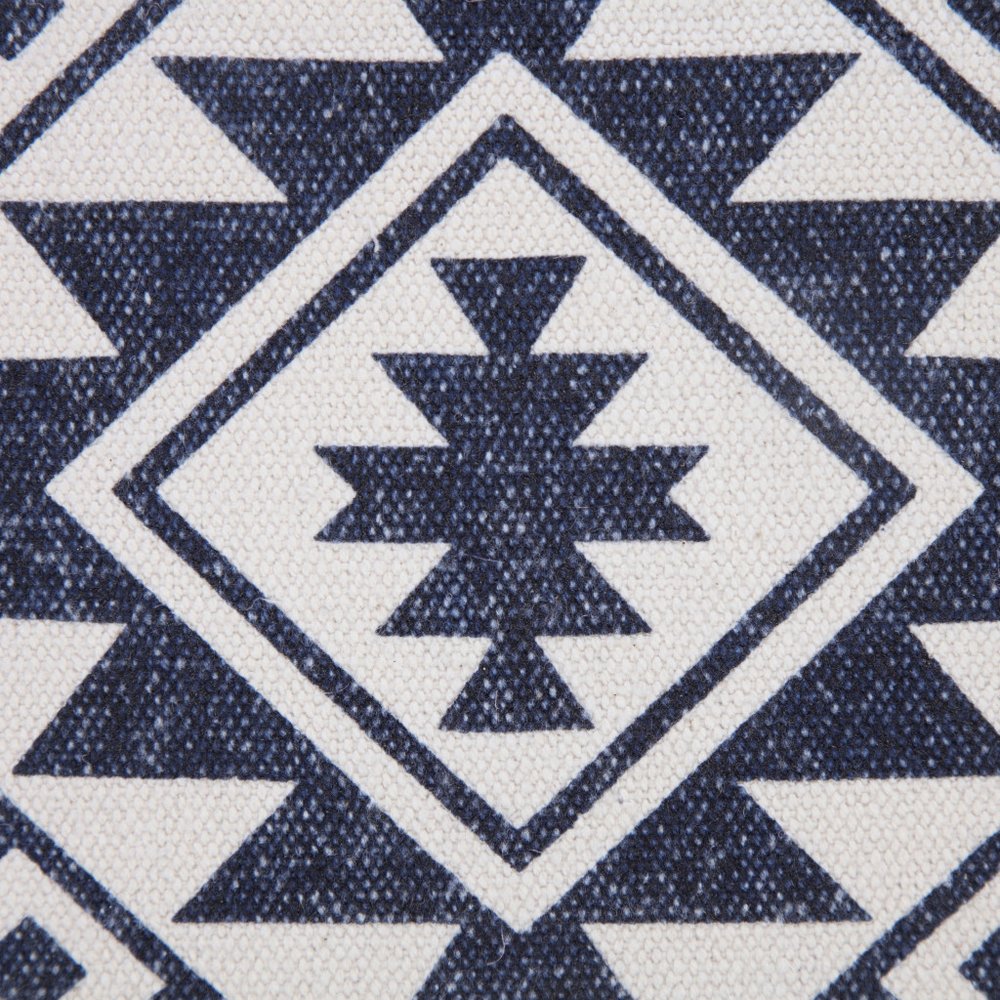 20" Navy Blue And Ivory Southwestern Cotton Throw Pillow Cover