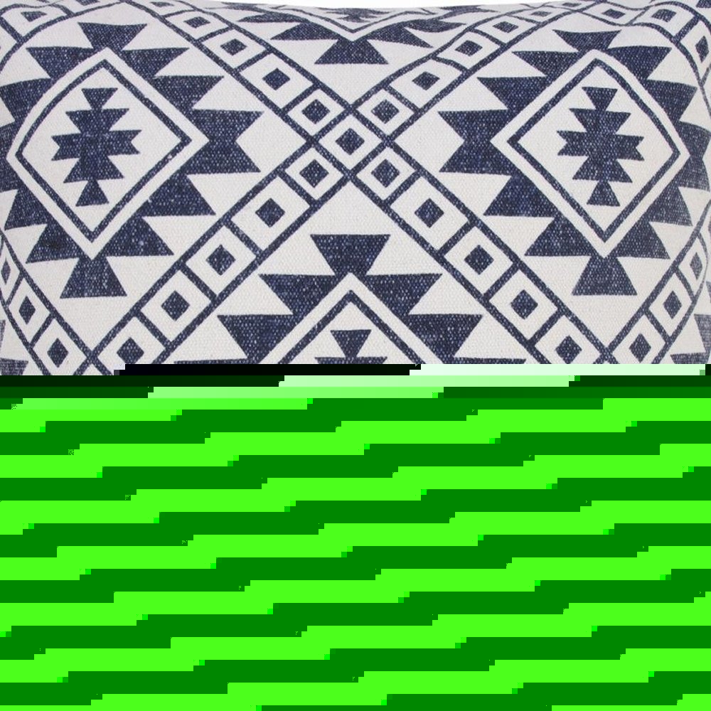 20" Navy Blue And Ivory Southwestern Cotton Throw Pillow Cover