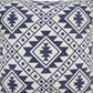 20" Blue And White Geometric Cotton Throw Pillow Cover