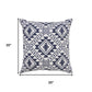 20" Blue And White Geometric Cotton Throw Pillow Cover