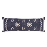 14" X 36" Navy Blue And Off White Lumbar Southwestern Cotton Throw Pillow Cover