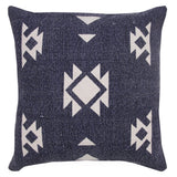 20" Navy Blue And Off White Southwestern Cotton Throw Pillow Cover