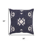 20" Blue And White Geometric Cotton Throw Pillow Cover