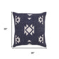 20" Navy Blue And Off White Southwestern Cotton Throw Pillow Cover