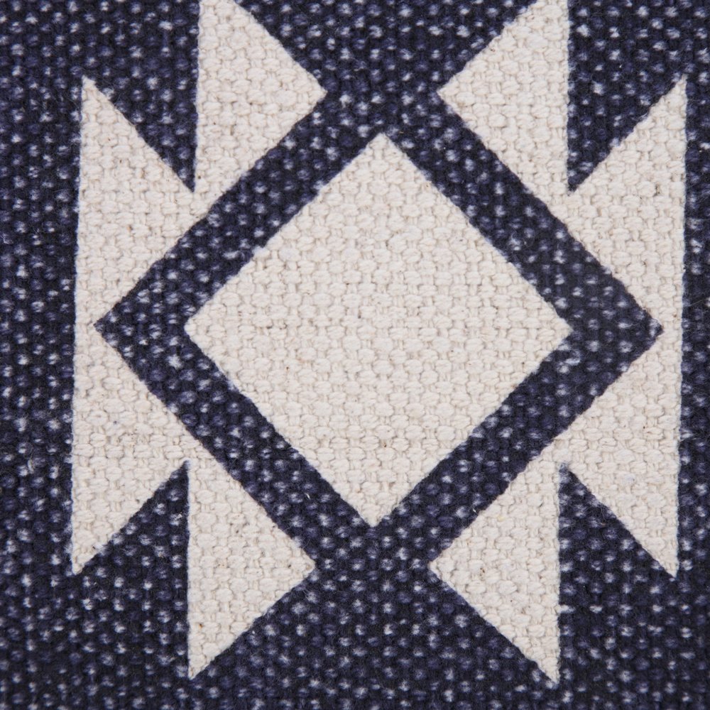 20" Navy Blue And Off White Southwestern Cotton Throw Pillow Cover