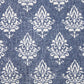 20" Blue And White Damask Cotton Throw Pillow Cover