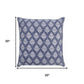 20" Blue And White Damask Cotton Throw Pillow Cover
