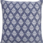 20" Blue And White Damask Cotton Throw Pillow Cover