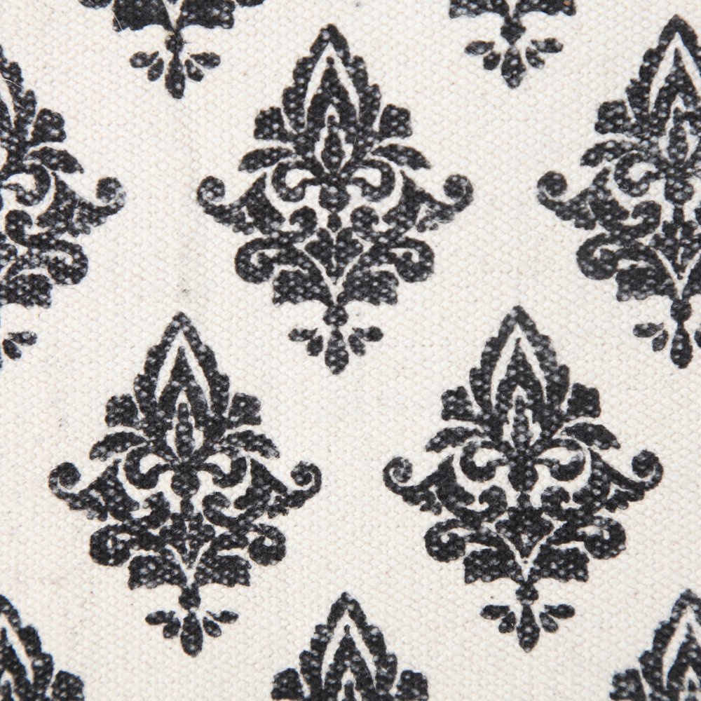 20" White And Black Floral Cotton Throw Pillow Cover