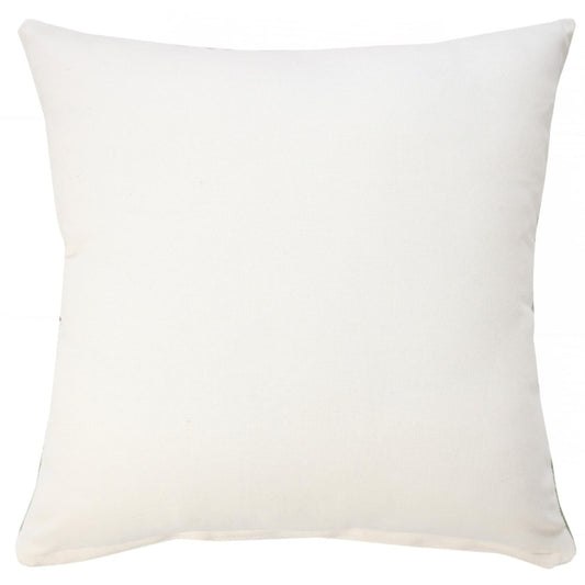 20" Green And White Damask Cotton Throw Pillow Cover
