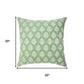20" Green And White Damask Cotton Throw Pillow Cover