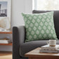 20" Green And White Damask Cotton Throw Pillow Cover