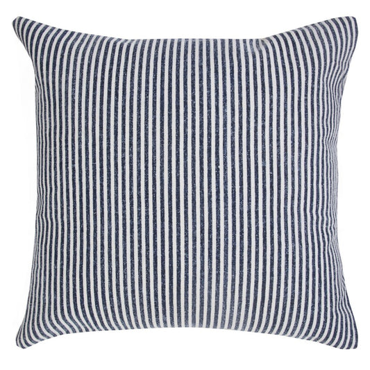 20" Blue And White Striped Cotton Throw Pillow Cover