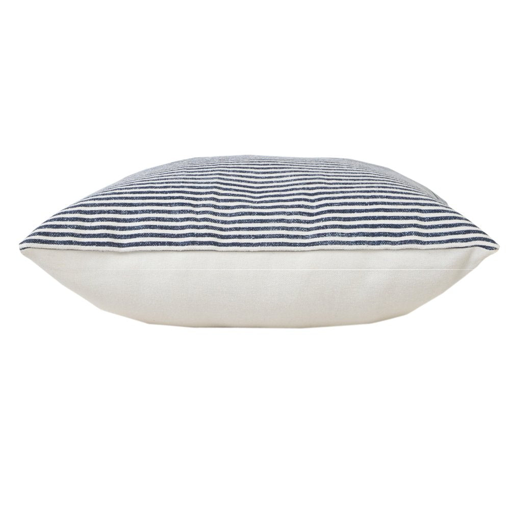 20" Blue And White Striped Cotton Throw Pillow Cover