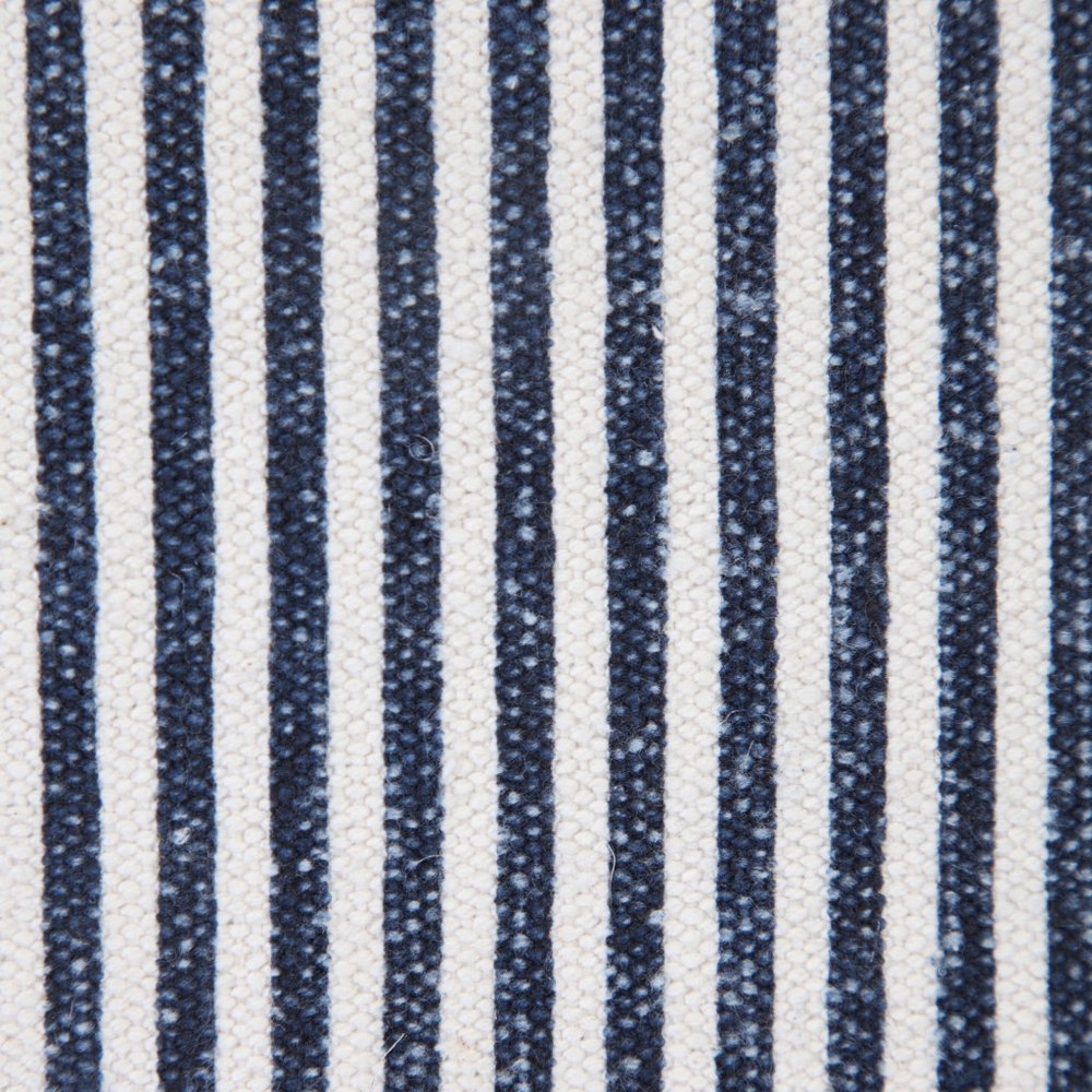 20" Blue And White Striped Cotton Throw Pillow Cover