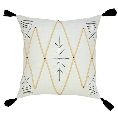 20" White And Black Geometric Cotton Throw Pillow Cover