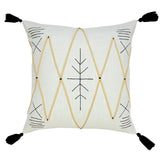 20" Off White Black And Cream Geometric Cotton Throw Pillow Cover