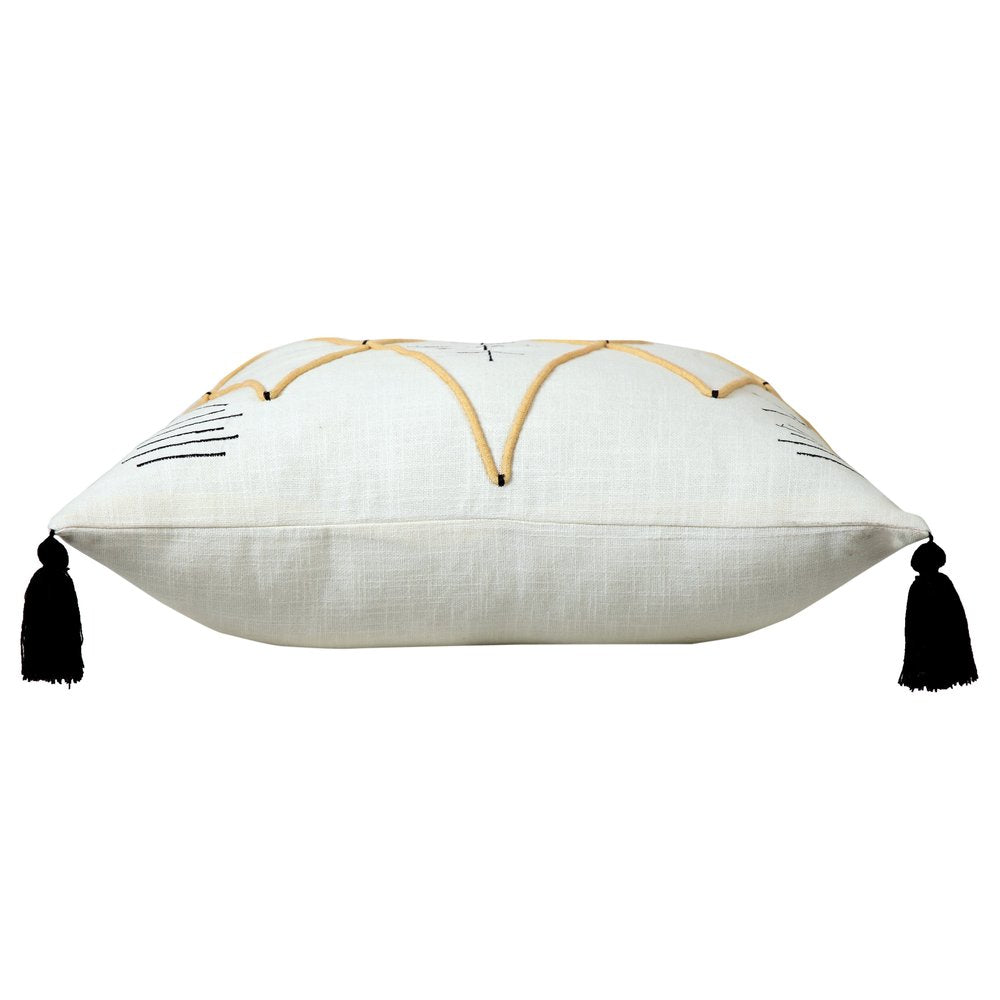 20" White And Black Geometric Cotton Throw Pillow Cover