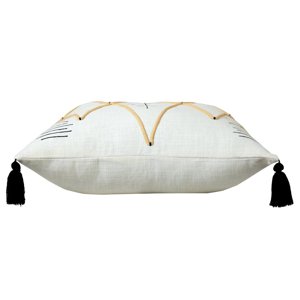 20" Off White Black And Cream Geometric Cotton Throw Pillow Cover