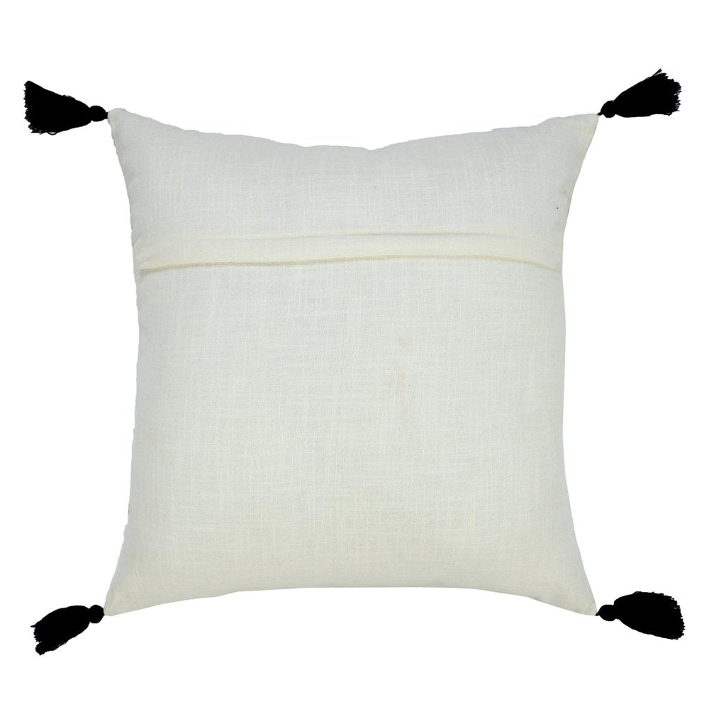 20" Off White Black And Cream Geometric Cotton Throw Pillow Cover
