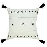 20" White And Black Geometric Cotton Throw Pillow Cover