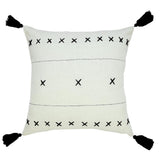 20" Off White And Black Geometric Cotton Throw Pillow Cover