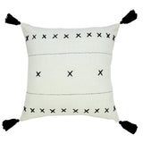 20" Off White And Black Geometric Cotton Throw Pillow Cover