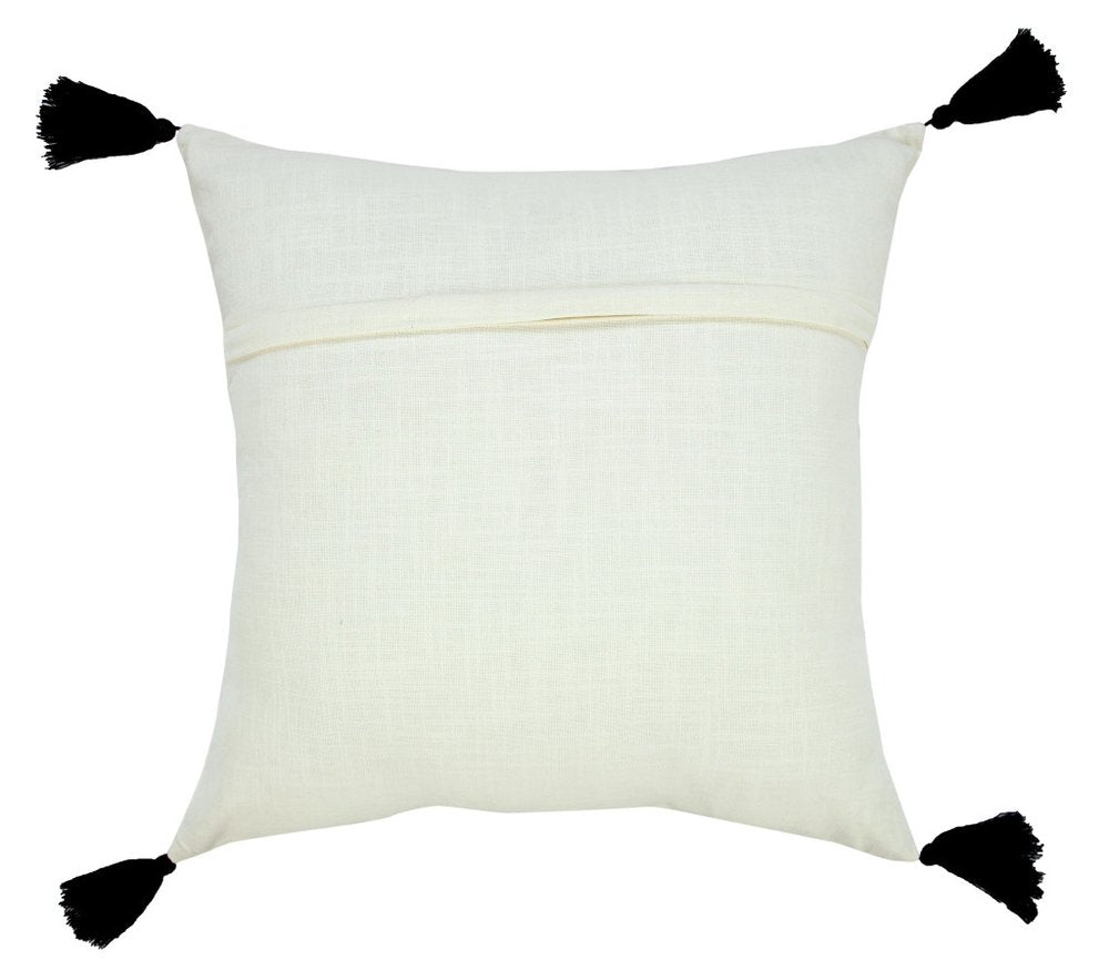20" White And Black Geometric Cotton Throw Pillow Cover