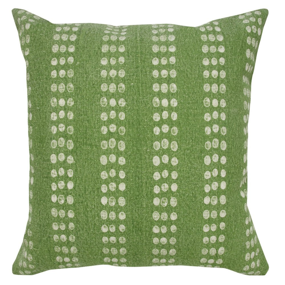 20" Green And White Striped Cotton Throw Pillow Cover