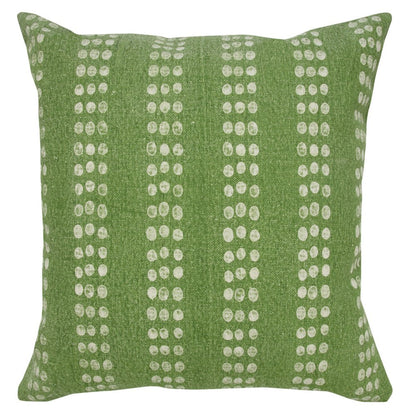 20" Green And White Striped Cotton Throw Pillow Cover