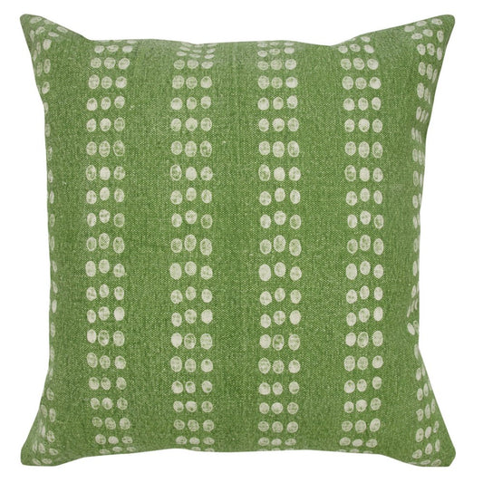 20" Green And White Striped Cotton Throw Pillow Cover