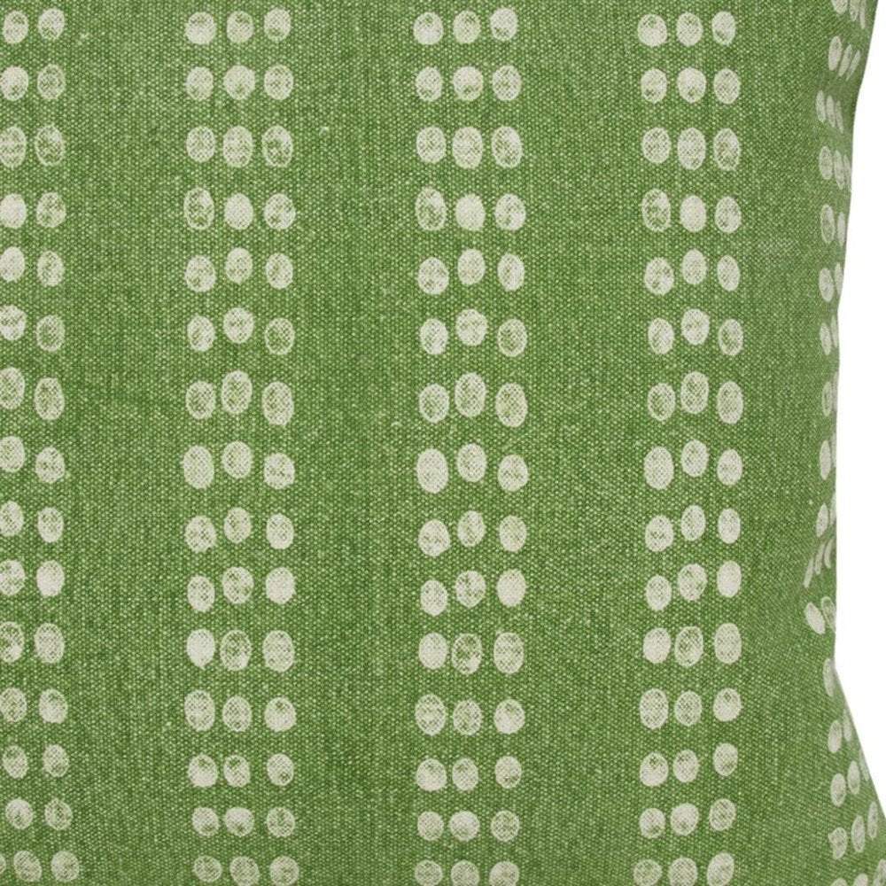 20" Green And White Striped Cotton Throw Pillow Cover