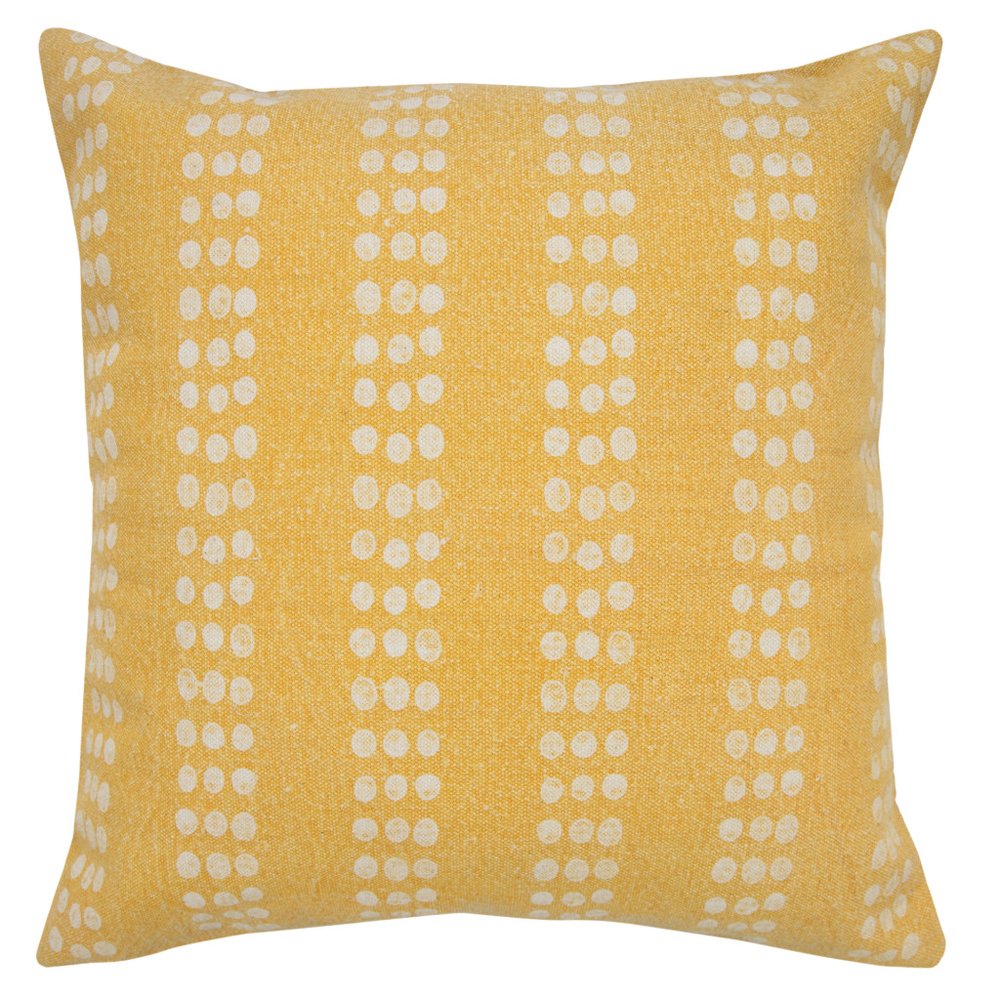 20" Yellow And White Striped Cotton Throw Pillow Cover