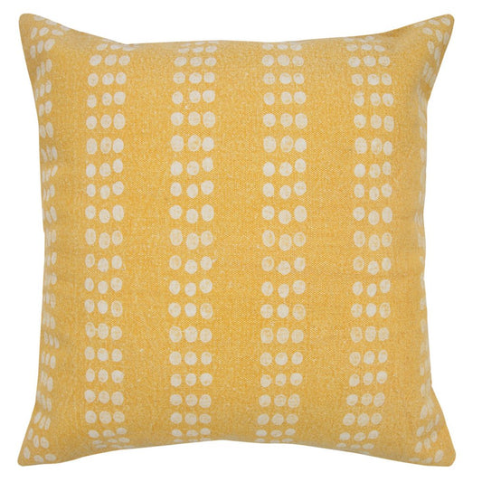 20" Yellow And White Striped Cotton Throw Pillow Cover