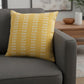 20" Yellow And White Striped Cotton Throw Pillow Cover