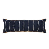 14" X 36" Blue And White Lumbar Beach Striped Cotton Blend Throw Pillow Cover