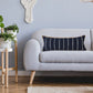 14" X 36" Blue And White Lumbar Beach Striped Cotton Blend Throw Pillow Cover