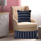 14" X 36" Blue And White Lumbar Beach Striped Cotton Blend Throw Pillow Cover