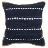 20" Navy Blue And White Beach Striped Cotton Blend Throw Pillow Cover