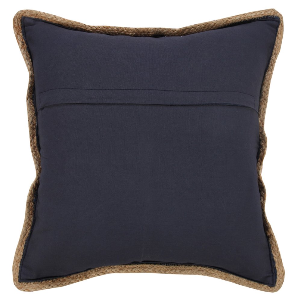 20" Navy Blue And White Beach Striped Cotton Blend Throw Pillow Cover