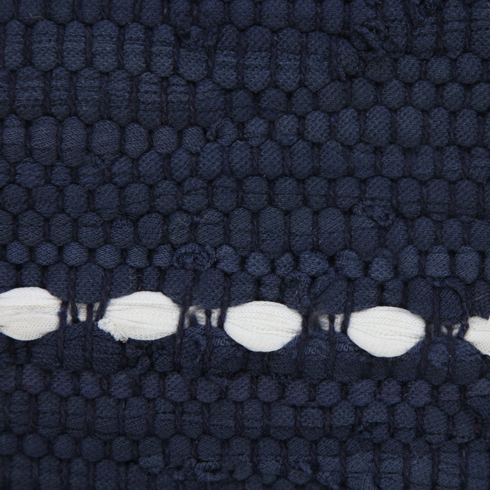 20" Navy Blue And White Beach Striped Cotton Blend Throw Pillow Cover