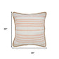 20" Pink And White Beach Striped Cotton Blend Throw Pillow Cover with Texture