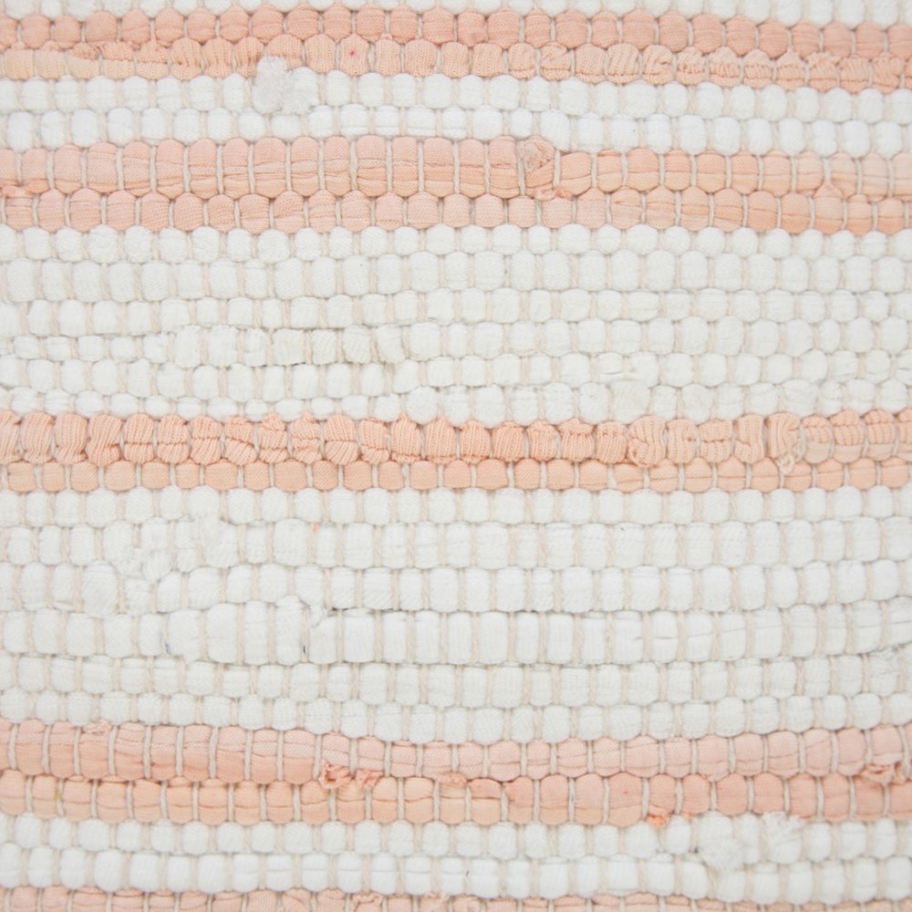 20" Pink And White Beach Striped Cotton Blend Throw Pillow Cover with Texture