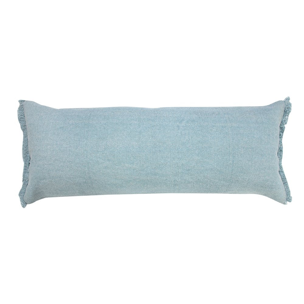 14" X 36" Blue Lumbar Cotton Throw Pillow Cover