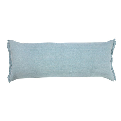 14" X 36" Blue Lumbar Cotton Throw Pillow Cover