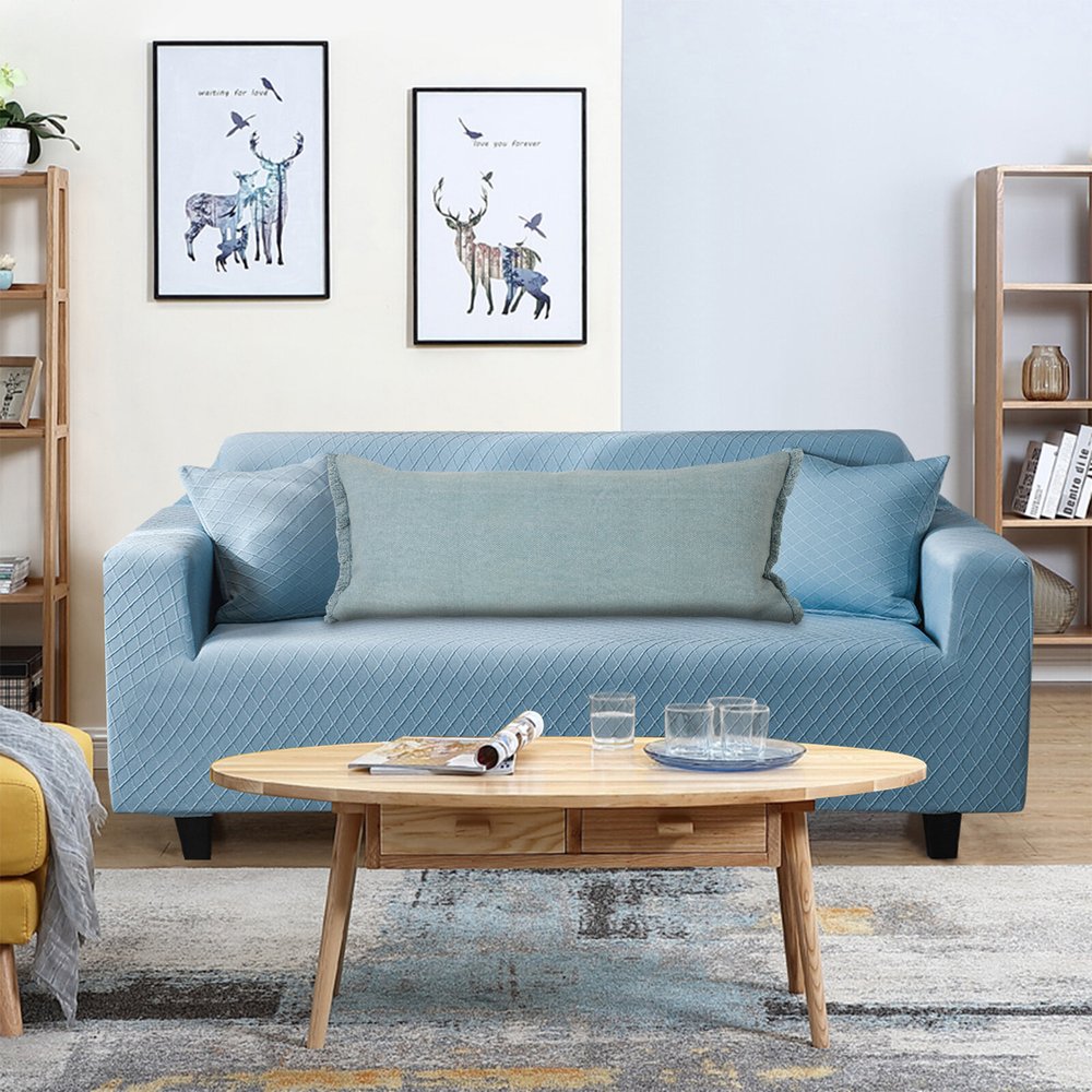 14" X 36" Blue Lumbar Cotton Throw Pillow Cover