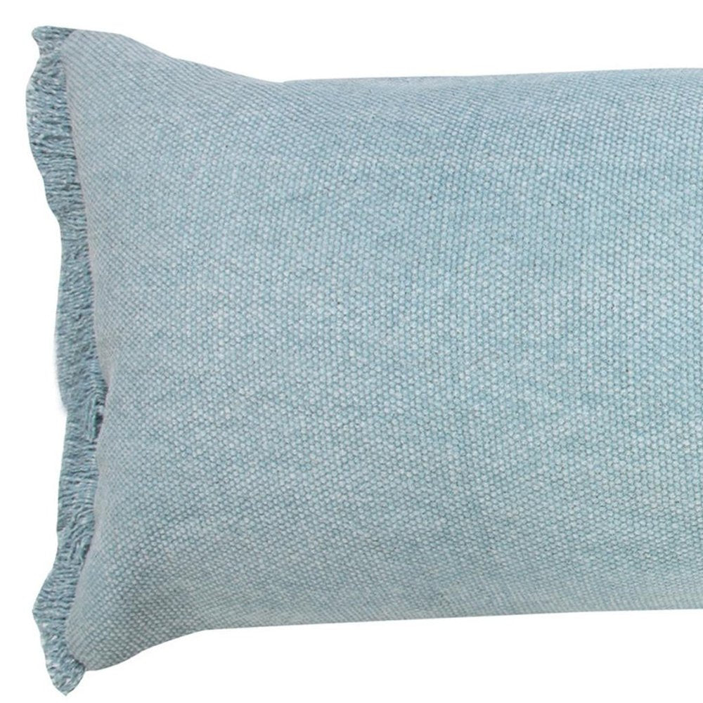 14" X 36" Blue Lumbar Cotton Throw Pillow Cover