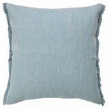 20" Blue Cotton Throw Pillow Cover with Fringe