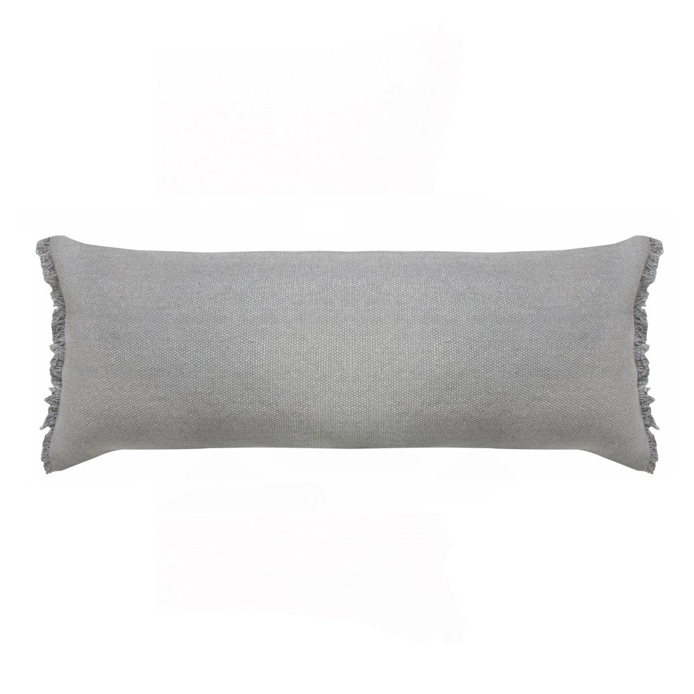 14" X 36" Gray Lumbar Cotton Throw Pillow Cover