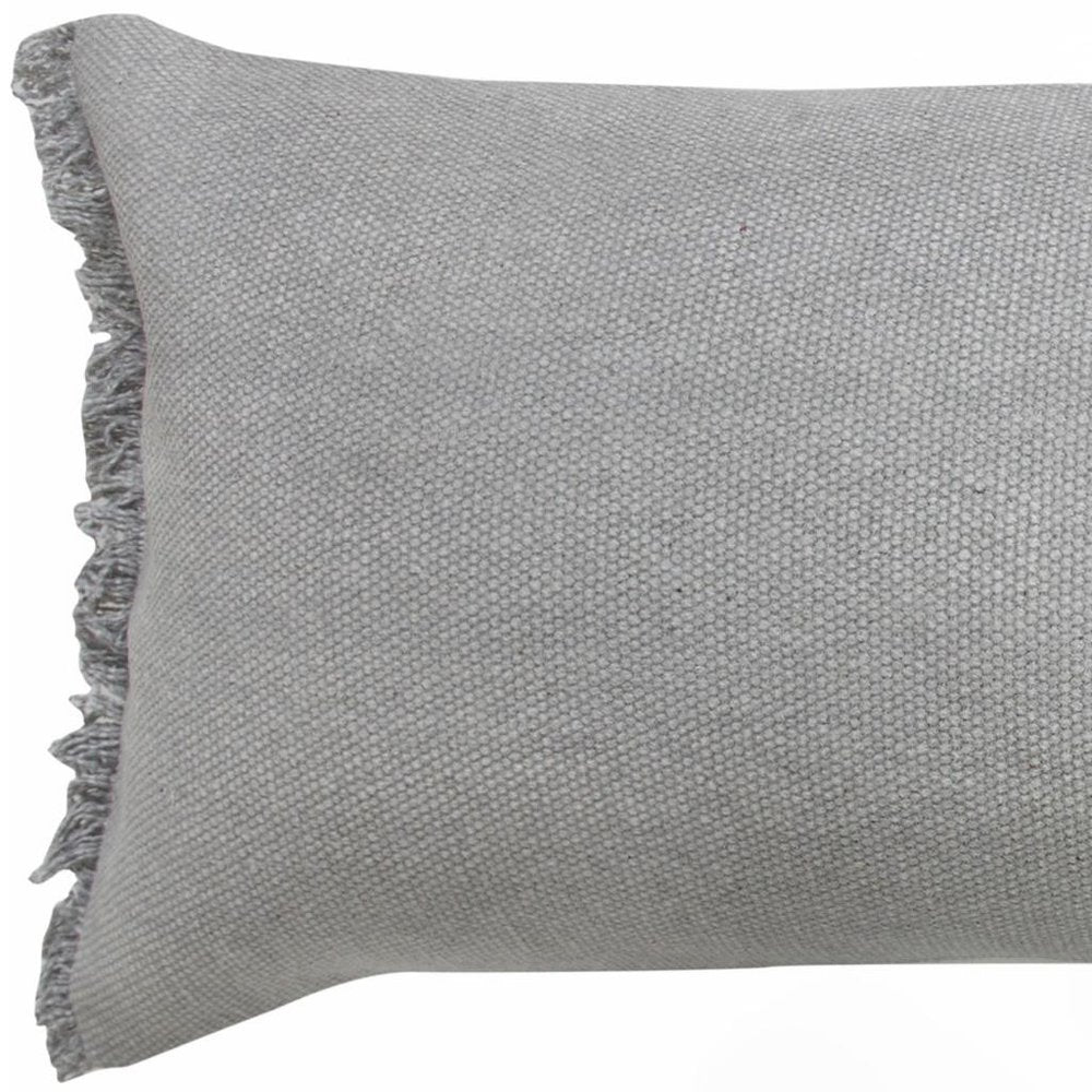 14" X 36" Gray Lumbar Cotton Throw Pillow Cover